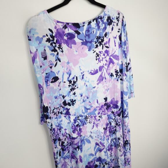 Soft Surroundings Vivienne Purple Blue Floral Maxi 1/2 Sleeve Dress New Plus 2X - Picture 4 of 12